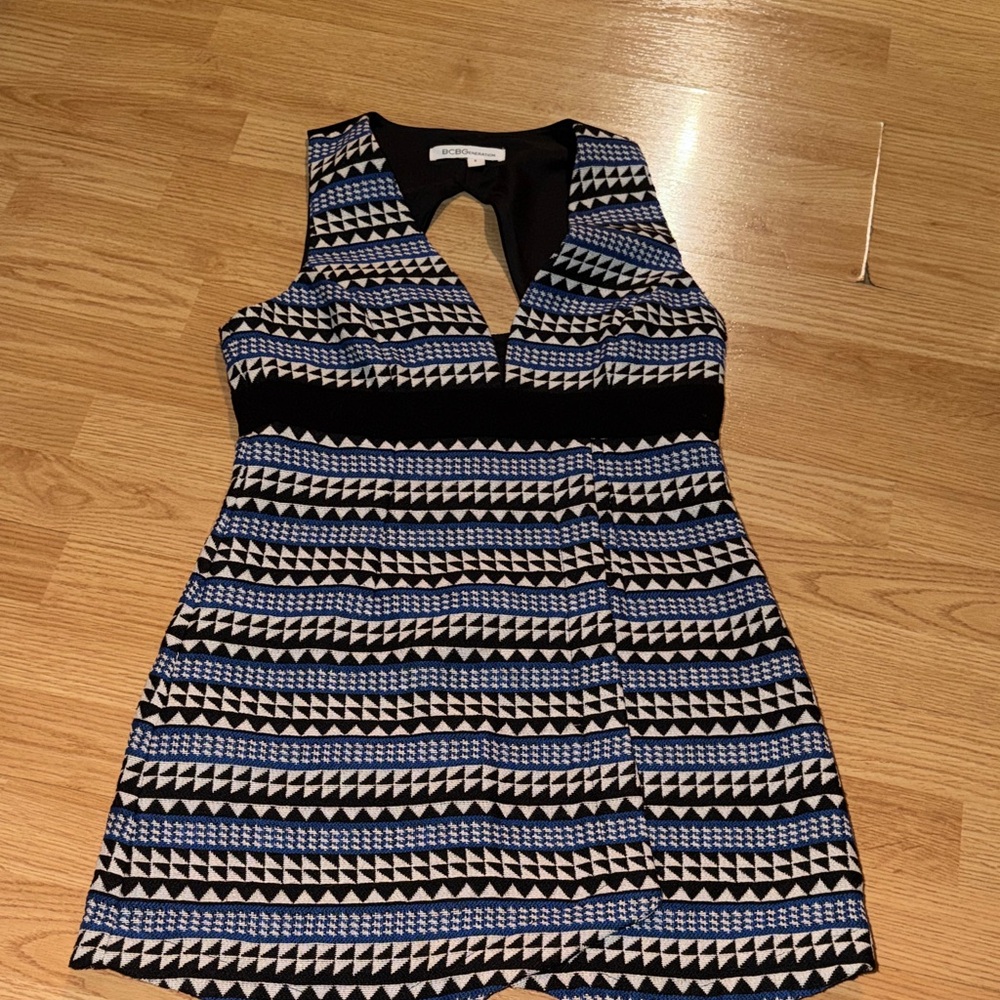 BCBGeneration Black and Blue Geometric Mini Dress